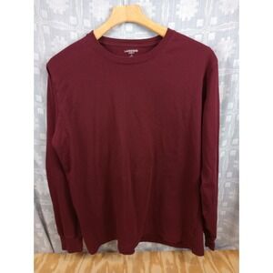 Land's End Super T Shirt Long Sleeve Shirt‎ Men's Large Burgundy Crew Neck